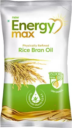 Energy Max PHYSICALLY REFINED Rice Bran Oil Pouch  (1 L)