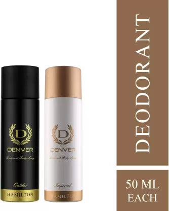 DENVER Caliber and Imperial Nano Combo Deodorant Spray - For Men  (100 ml, Pack of 2)