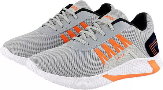 Modern Trendy Shoes Sneakers For Men  (Orange, Grey)