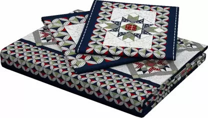 Leo Creation 144 TC Cotton Double Jaipuri Prints Flat Bedsheet  (Pack of 1, Blue, Gree, Red, Grey, Light Grey)