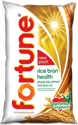Fortune health physically refined Rice Bran Oil Pouch  (1 L)